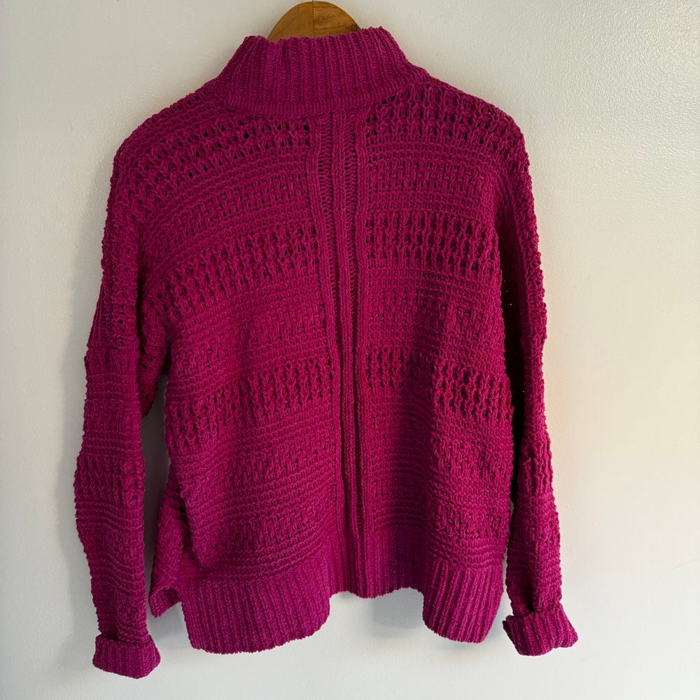 Abercrombie Chenille Knit Pullover‎ Pink Cozy Sweater Size Large Mock Neck - Picture 6 of 8